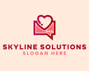 Heart Message Chat logo design