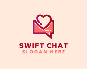 Messenger - Heart Message Chat logo design