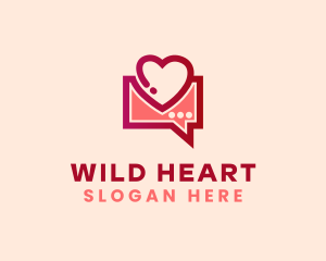 Heart Message Chat logo design