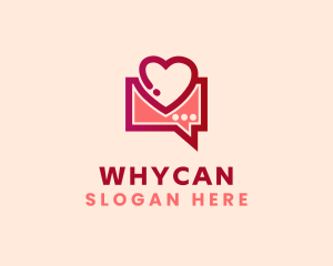 Chat - Heart Message Chat logo design