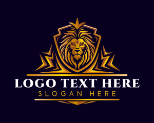 Hunter - Lion Crown Shield logo design