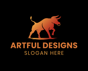 Gradient Wild Bull logo design