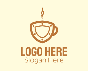 Latte - Hot Coffee Shield logo design