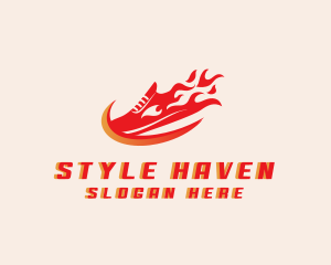 Runner - Fire Shoe Race logo design