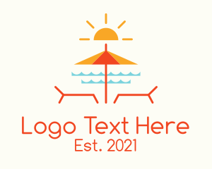 Miami - Beach Umbrella Summer logo design