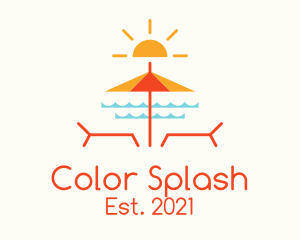 Beach Umbrella Summer logo design