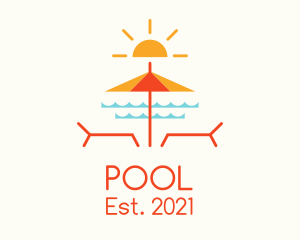 Resort - Beach Umbrella Summer logo design
