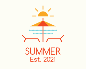 Beach Umbrella Summer logo design