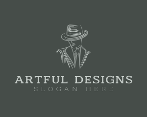 Mysterious Man Suit Tie logo design