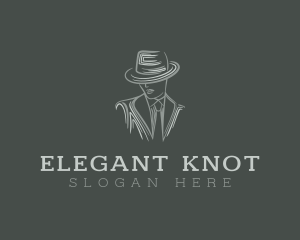 Mysterious Man Suit Tie logo design