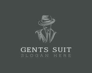 Mysterious Man Suit Tie logo design