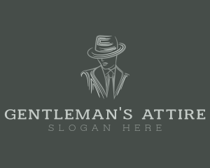 Mysterious Man Suit Tie logo design