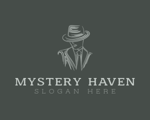 Mysterious Man Suit Tie logo design