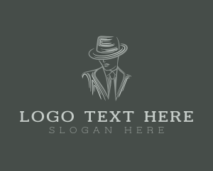 Hat - Mysterious Man Suit Tie logo design