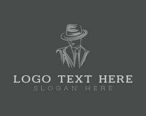 Spy - Mysterious Man Suit Tie logo design