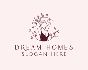 Woman - Floral Sexy Lingerie logo design