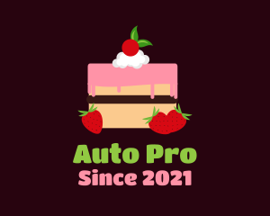 Cake Shop - Strawberry Cherry Layered Cake logo design