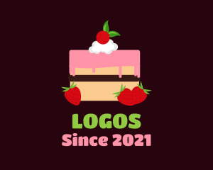 Dessert - Strawberry Cherry Layered Cake logo design