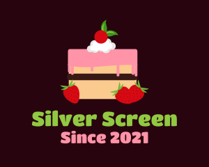 Cheesecake - Strawberry Cherry Layered Cake logo design