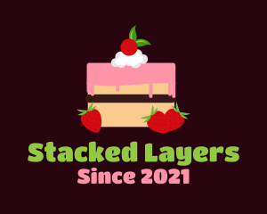 Strawberry Cherry Layered Cake logo design