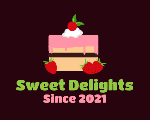 Strawberry Cherry Layered Cake logo design