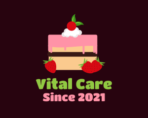 Cake Shop - Strawberry Cherry Layered Cake logo design