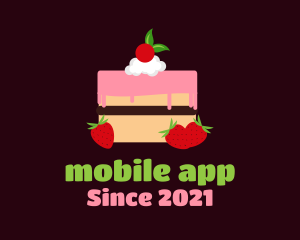 Cake Decorator - Strawberry Cherry Layered Cake logo design
