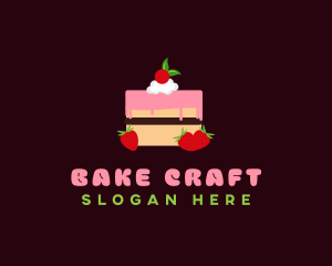 Strawberry Cherry Layered Cake logo design