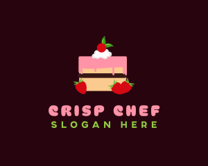 Strawberry Cherry Layered Cake logo design