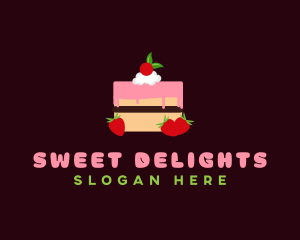 Strawberry Cherry Layered Cake logo design