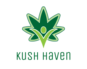 Green Marijuana Person logo design