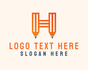 Elearning Center - Pencil School Letter H logo design