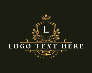 Gold - Floral Crest Crown logo design