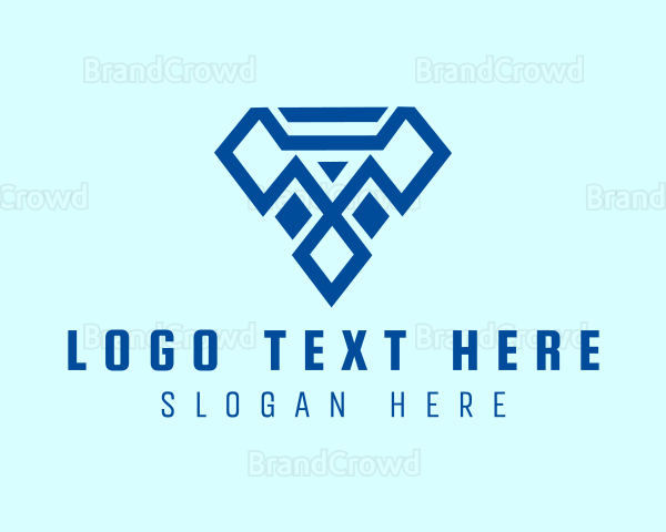Blue Diamond Letter T Logo