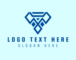 Precious Stone - Blue Diamond Letter T logo design