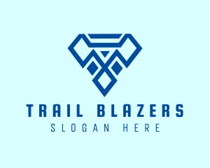 Blue Diamond Letter T logo design