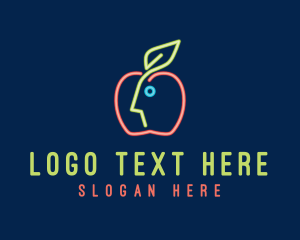 Supermarket - Neon Human Apple logo design