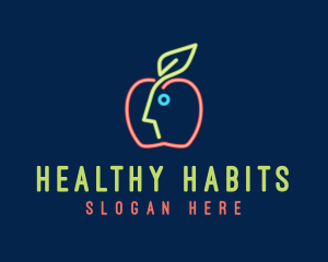 Nutrition - Neon Human Apple logo design