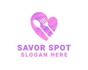Lunch - Food Cutlery Heart logo design