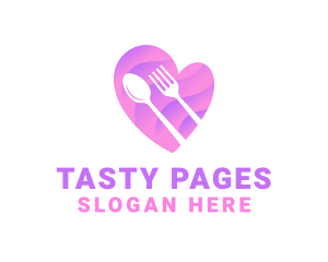 Cook Book - Food Cutlery Heart logo design