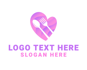 Lunch - Food Cutlery Heart logo design
