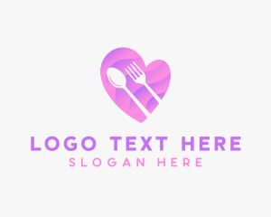 Heart - Food Cutlery Heart logo design