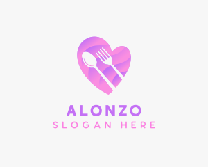 Food Cutlery Heart logo design