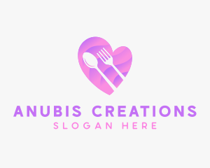 Food Cutlery Heart logo design