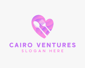 Food Cutlery Heart logo design