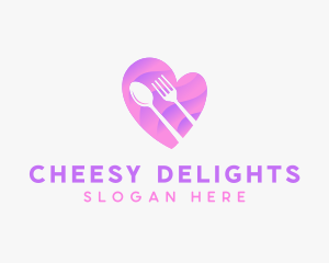 Food Cutlery Heart logo design