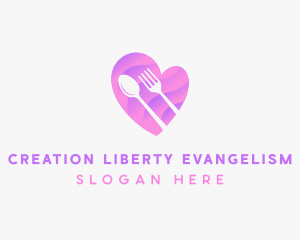 Food Cutlery Heart logo design