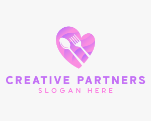 Food Cutlery Heart logo design