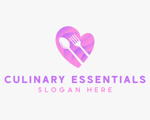 Food Cutlery Heart logo design