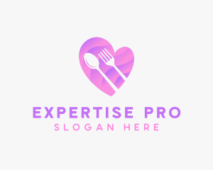 Food Cutlery Heart logo design